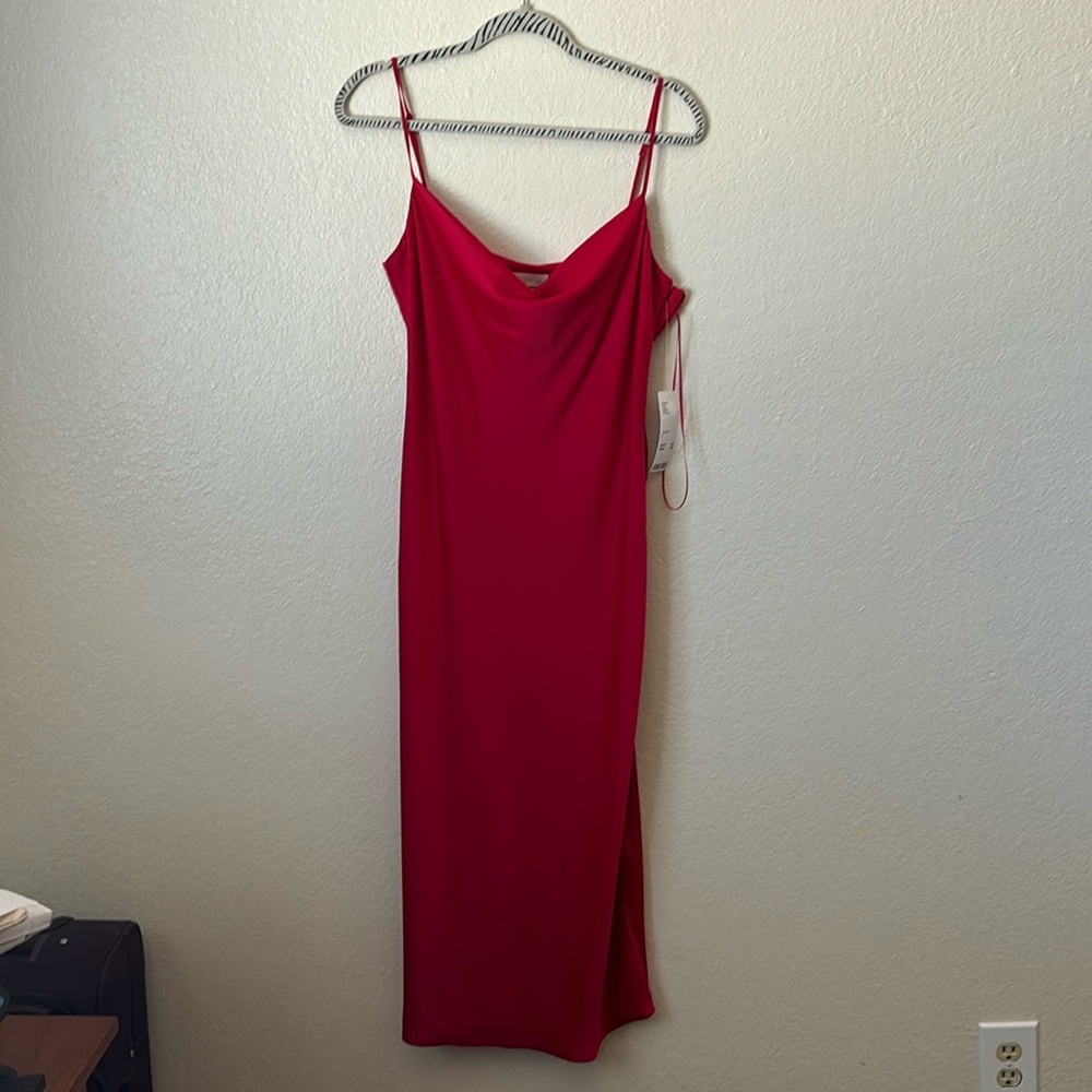 L satin red cocktail dress